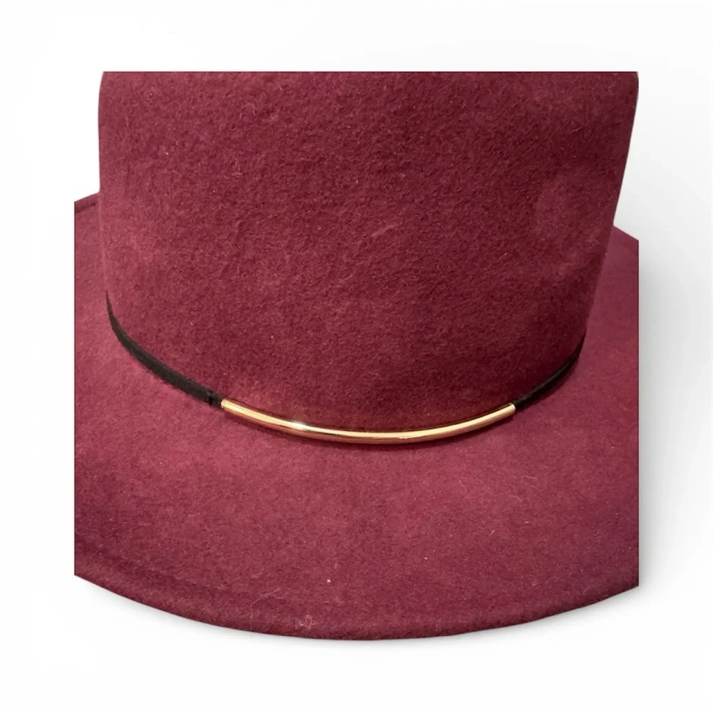 Chico's Chic Burgundy Fedora Hat - Picture 2 of 4